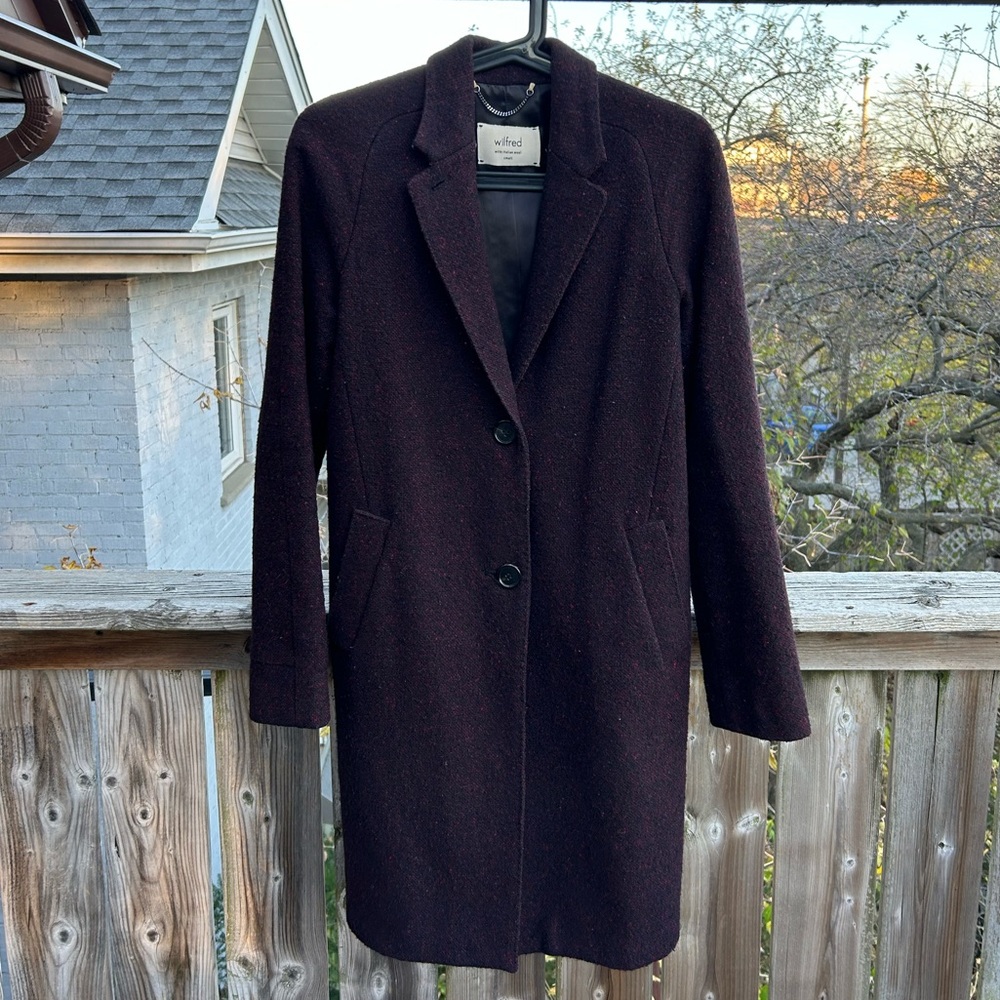 Aritzia Wilfred Burgundy Wool Coat